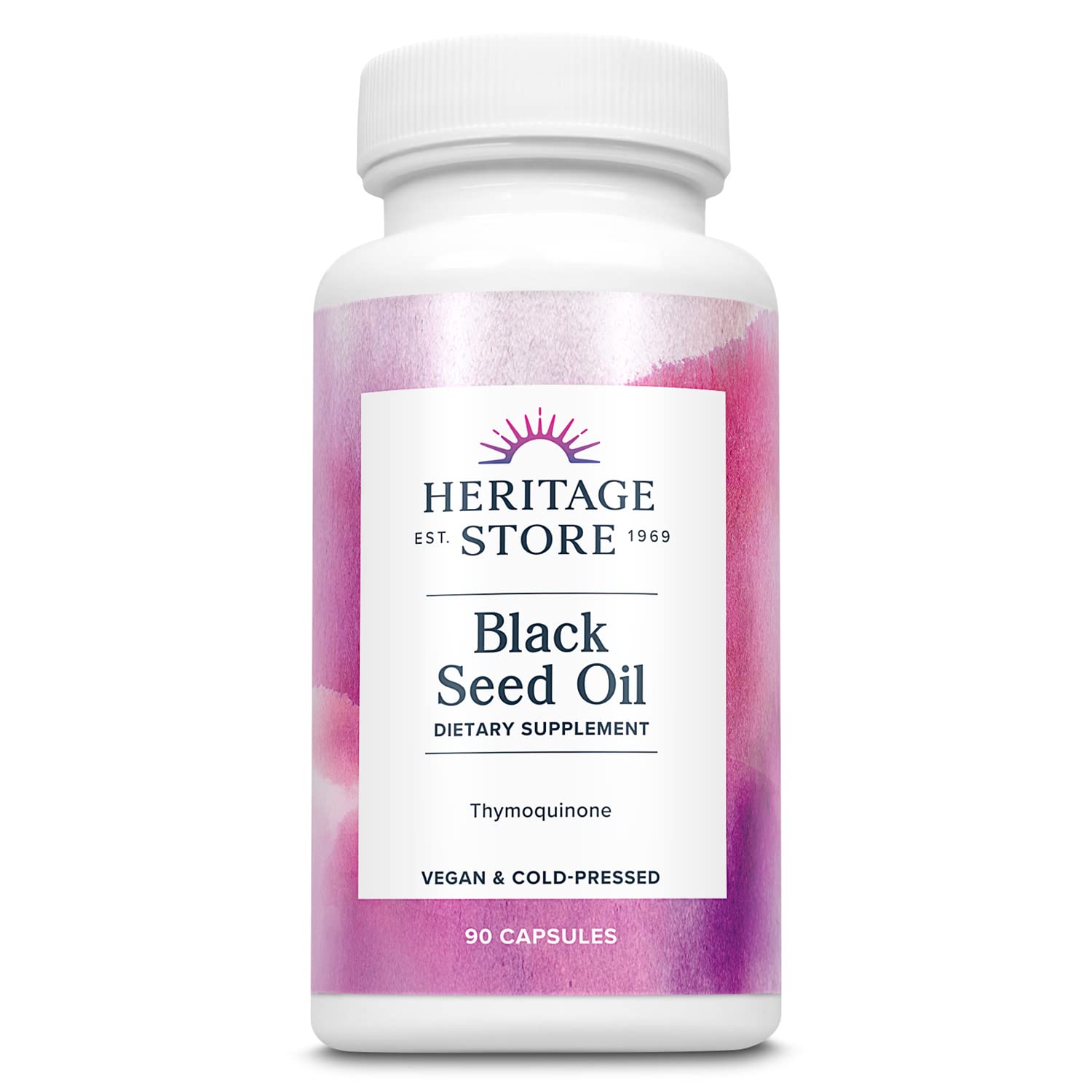 HERITAGE STORE Black Seed Oil Liquid Capsules 650mg, Nigella Sativa Oil Supplement with Thymoquinone, Omega 3 6 9, Antioxidant, Cholesterol, Digestive, Joint & Immune Support*, Vegan, 45 Serv, 90ct